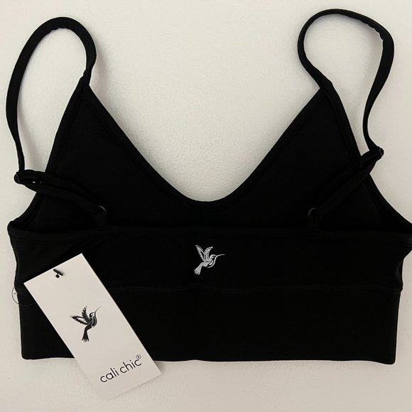 Cali Chic Women Sports Bra Celebrity Spaghetti Strap Padded Gym Fitness Workout - Picture 3 of 6